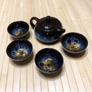 Чайный набор керамический цветной на 4 персоны